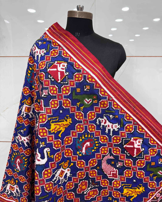 Red & Blue Narikunj Patola Dupatta