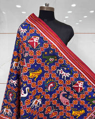 Red & Blue Narikunj Patola Dupatta