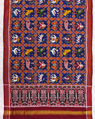 Red & Blue Narikunj Patola Dupatta