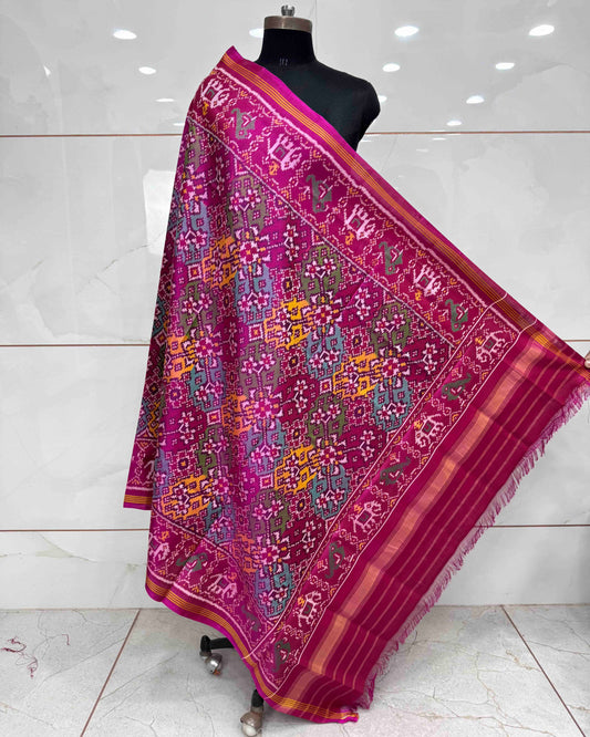 Pink & Multicolour Navratan Patola Dupatta