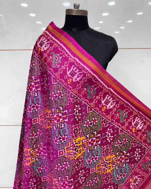 Pink & Multicolour Navratan Patola Dupatta