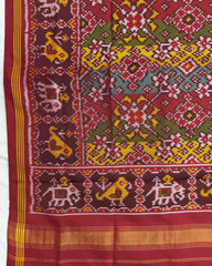 Red & Multicolour Navratan Patola Dupatta