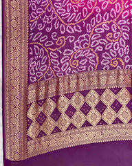 Purple & Pink Shaded Banarasi Neemzari Georgette Dupatta