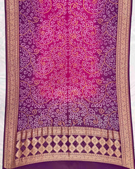 Purple & Pink Shaded Banarasi Neemzari Georgette Dupatta