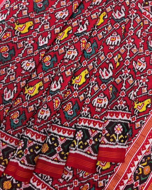 Red Narikunj Twill Patola Saree