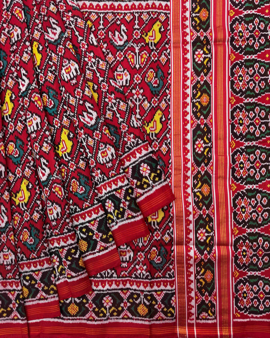 Red Narikunj Twill Patola Saree