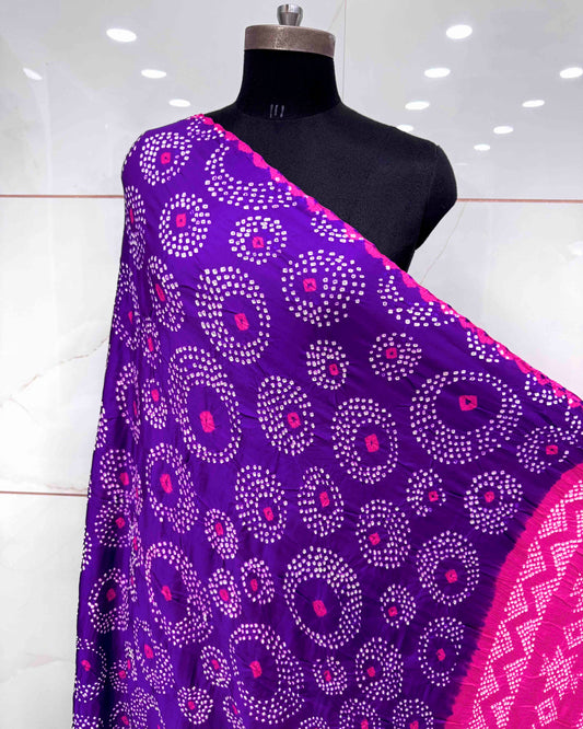 Purple & Pink Gajji Bandhani Dupatta