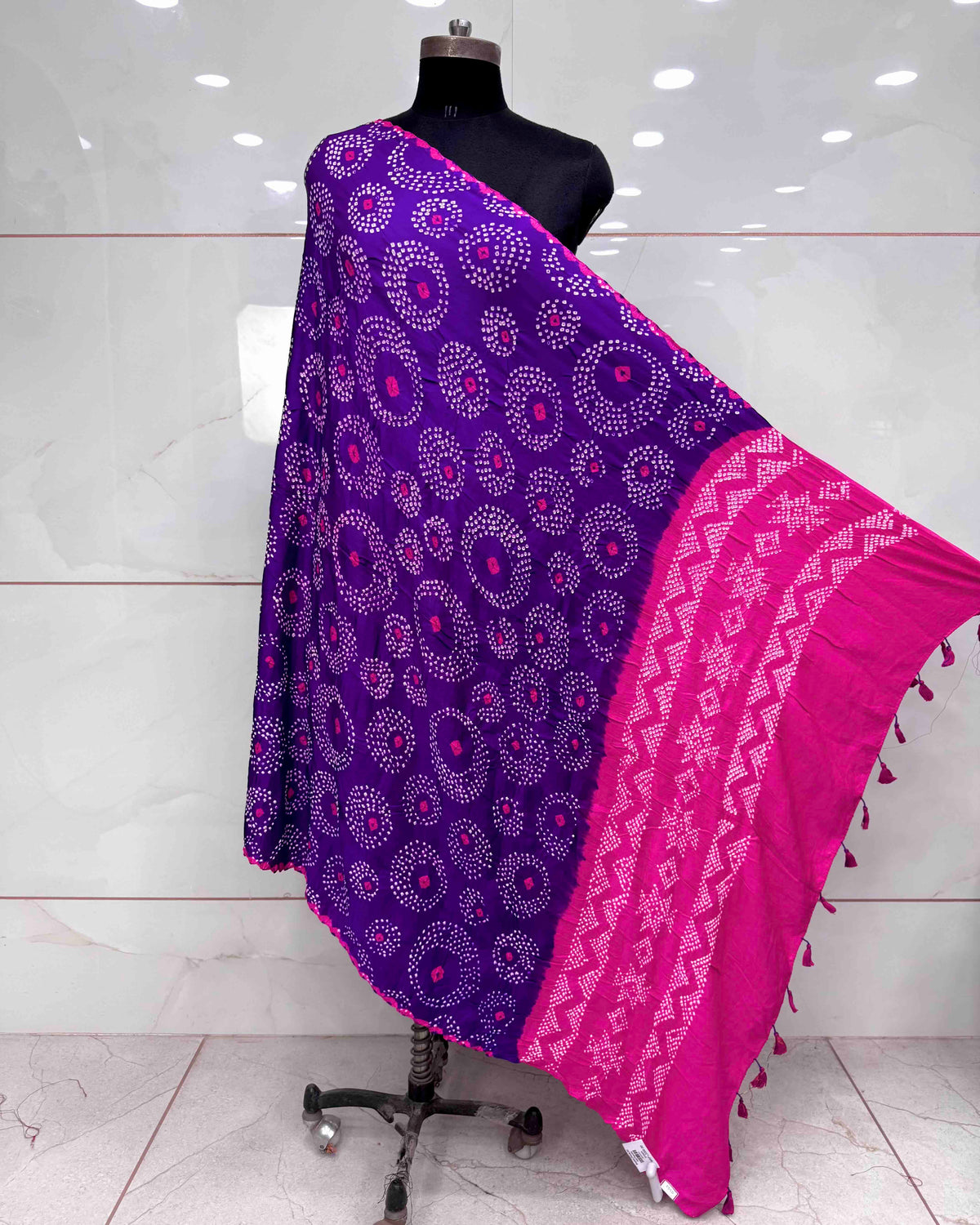 Purple & Pink Gajji Bandhani Dupatta