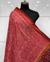 Red Natural Ajrakh Print Patola Dupatta