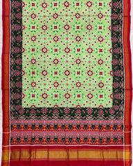 Red & Light Green Navratan Double Ikat Patola Saree