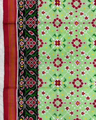 Red & Light Green Navratan Double Ikat Patola Saree