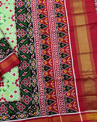 Red & Light Green Navratan Double Ikat Patola Saree