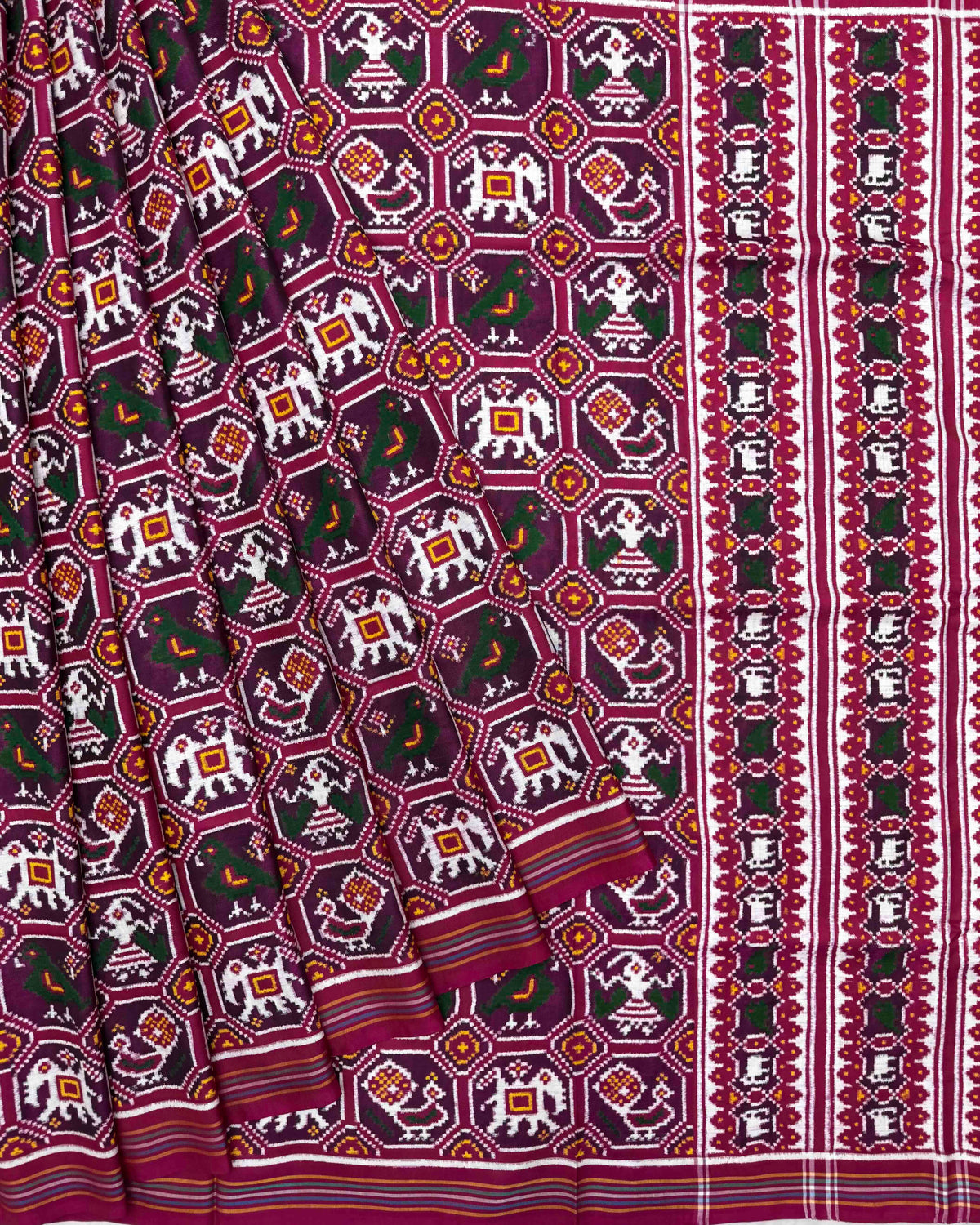 Pink Small Narikunj Double Ikat Patola Saree