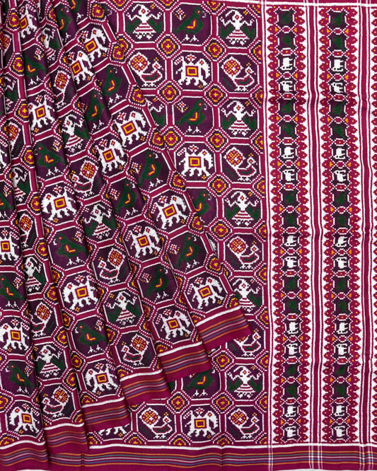 Pink Small Narikunj Double Ikat Patola Saree