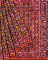 Red & Mehendi Navratan Chhabdi Semi Ikat Patola Saree