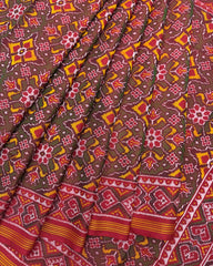 Red & Mehendi Navratan Chhabdi Semi Ikat Patola Saree