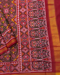 Red & Mehendi Navratan Chhabdi Semi Ikat Patola Saree