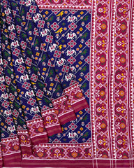 Pink & Blue Small Narikunj Double Ikat Patola Saree