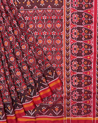 Red Small Flower Semi Double Ikat Patola Saree