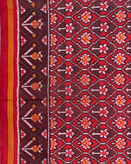 Red Small Flower Semi Double Ikat Patola Saree