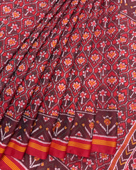 Red Small Flower Semi Double Ikat Patola Saree