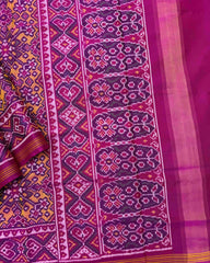 Pink & Yellow Navratan Semi Double Ikat Patola Saree