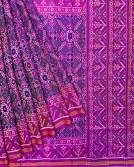 Pink & Turquoise Manekchowk Semi Double Ikat Patola Saree