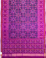 Pink & Turquoise Manekchowk Semi Double Ikat Patola Saree