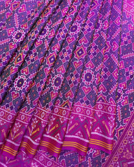 Pink & Turquoise Manekchowk Semi Double Ikat Patola Saree