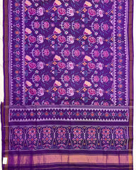 Purple Fancy Flower Semi Double Ikat Patola Saree