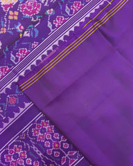 Purple Fancy Flower Semi Double Ikat Patola Saree