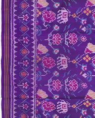 Purple Fancy Flower Semi Double Ikat Patola Saree