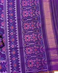 Purple Fancy Flower Semi Double Ikat Patola Saree