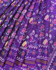 Purple Fancy Flower Semi Double Ikat Patola Saree