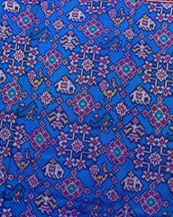 Red & Peacock Blue Narikunj Navratan Mix Semi Double Ikat Patola Saree