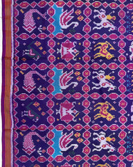 Purple Narikunj Semi Double Ikat Patola Saree