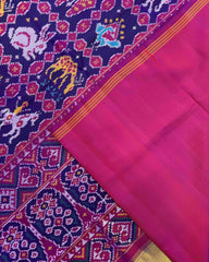 Purple Narikunj Semi Double Ikat Patola Saree