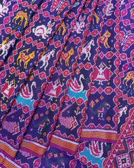 Purple Narikunj Semi Double Ikat Patola Saree