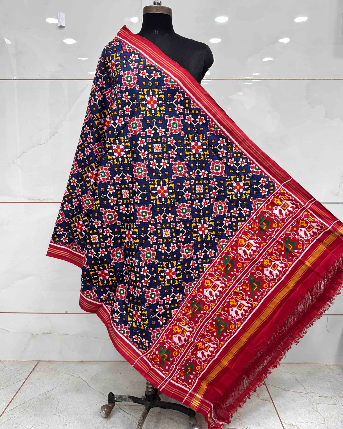 Red & Blue Navratan Patola Dupatta