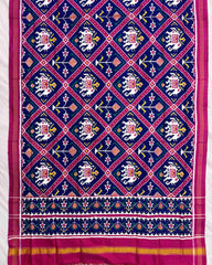 Pink & Blue Narikunj Double Ikat Patola Dupatta