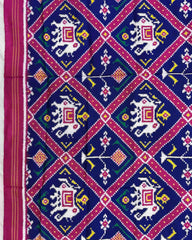 Pink & Blue Narikunj Double Ikat Patola Dupatta