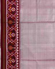 Maroon & Light Onion Plain Double Ikat Patola Dupatta