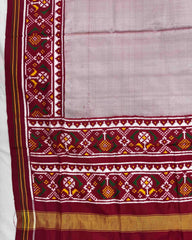 Maroon & Light Onion Plain Double Ikat Patola Dupatta