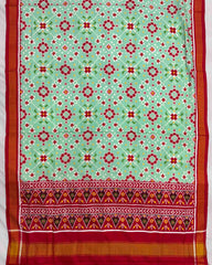 Red & Light Green Navratan Double Ikat Patola Dupatta