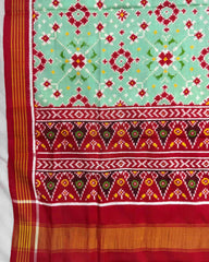 Red & Light Green Navratan Double Ikat Patola Dupatta