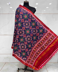 Red & Blue Navratan Double Ikat Patola Dupatta