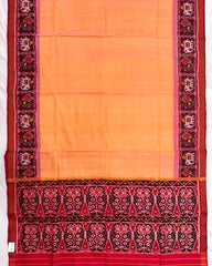 Maroon & Peach Plain Semi Double Ikat Patola Saree