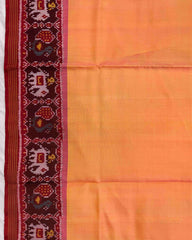 Maroon & Peach Plain Semi Double Ikat Patola Saree