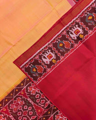 Maroon & Peach Plain Semi Double Ikat Patola Saree