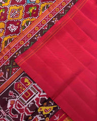 Red & Yellow Small Narikunj Twill Patola Saree